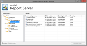 Starten Sie den combit Report Server Designer auch unabhängig von der Weboberfläche.